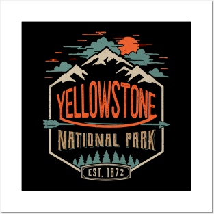 Yellowstone National Park Hiking Camping Posters and Art